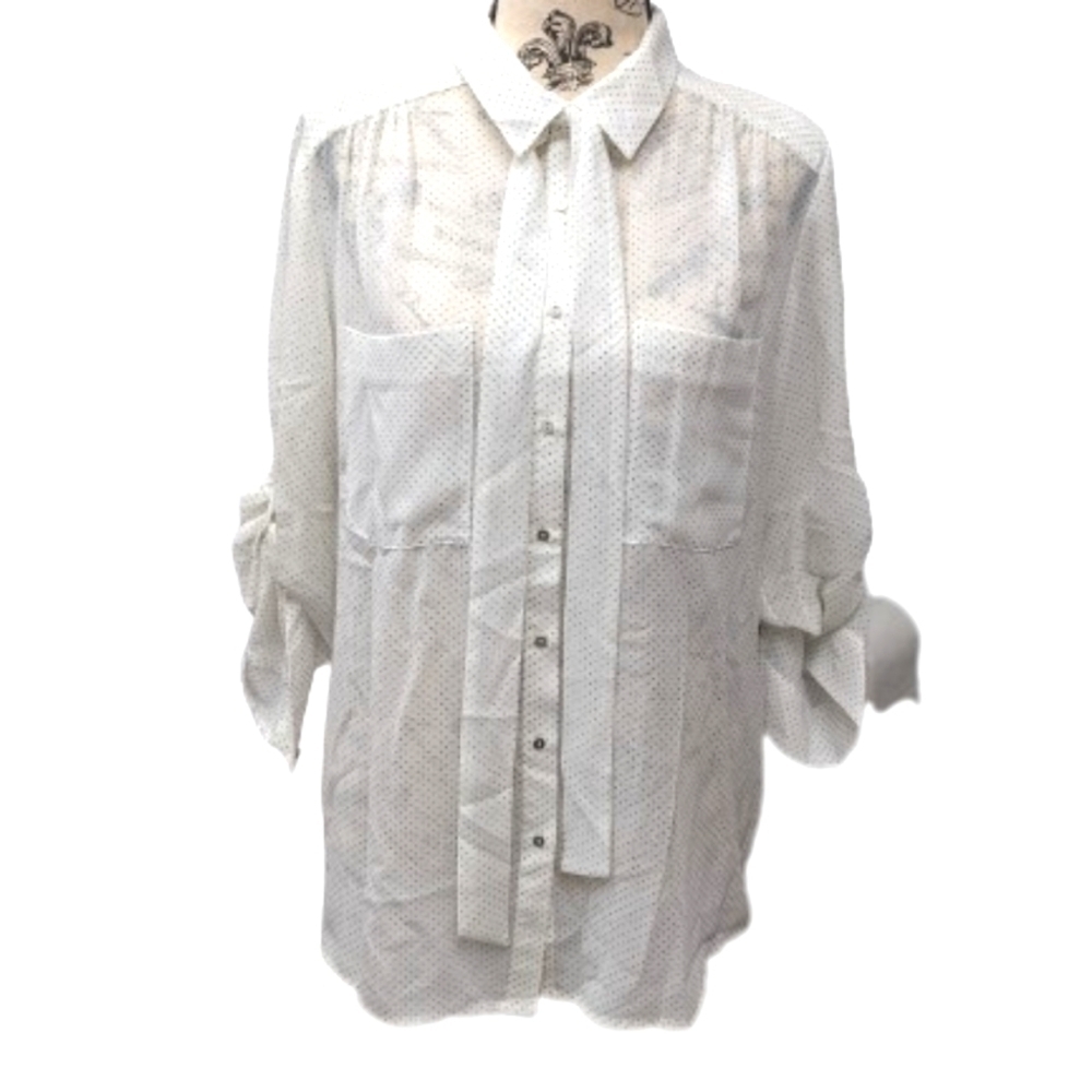 Le Château sheer chiffon polka dot blouse size S